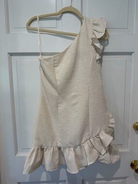 DO+BE One-Shoulder Ruffle Mini Dress in Ivory
